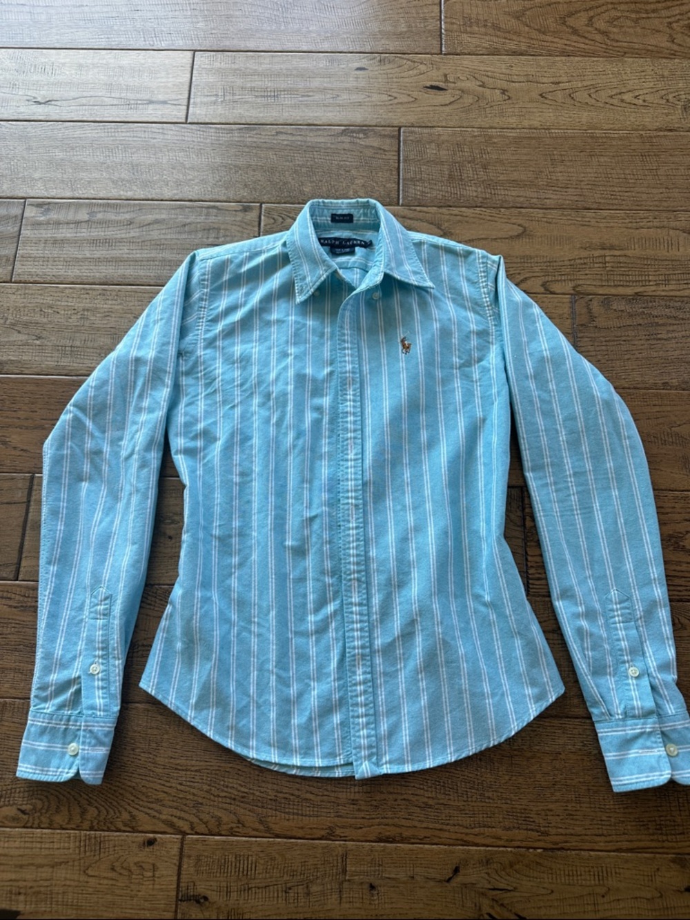 Ralph Lauren Women’s Blue & White Vertical Stripe Dress Shirt